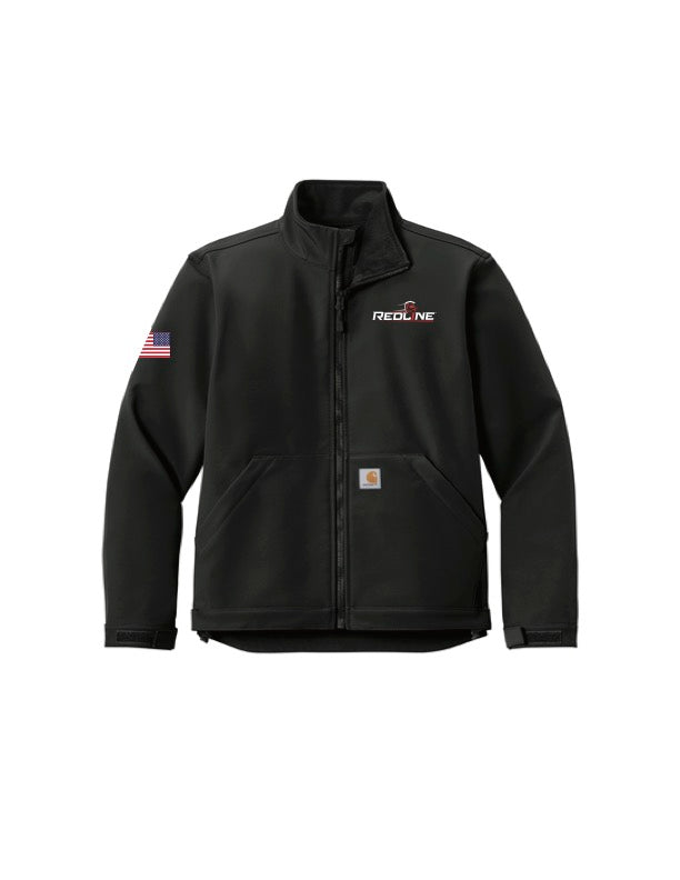 CARHARTT - (REDLINE LOGO & USA FLAG LEFT SLEEVE)Rain Defender Soft Shell Jacket, Black